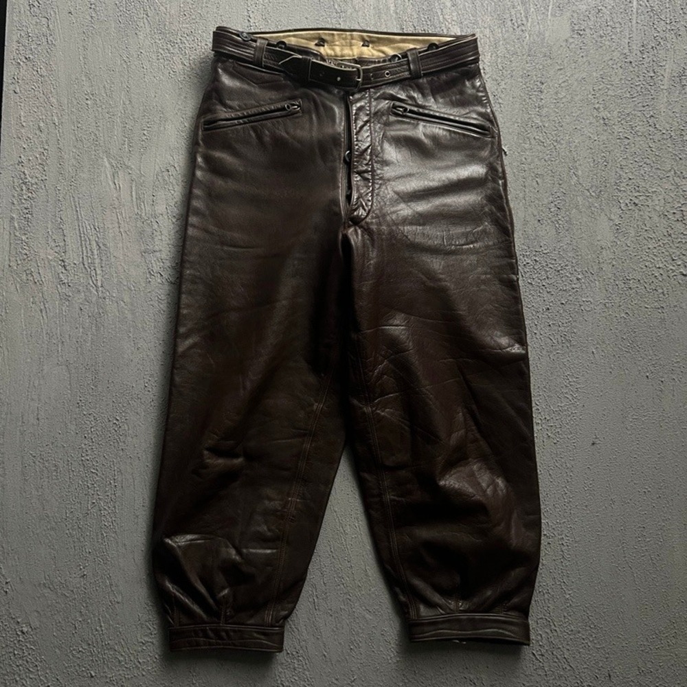 Vintage Leather Breeches 32 Brown 1940s Motorcycle Riding Lederhosen